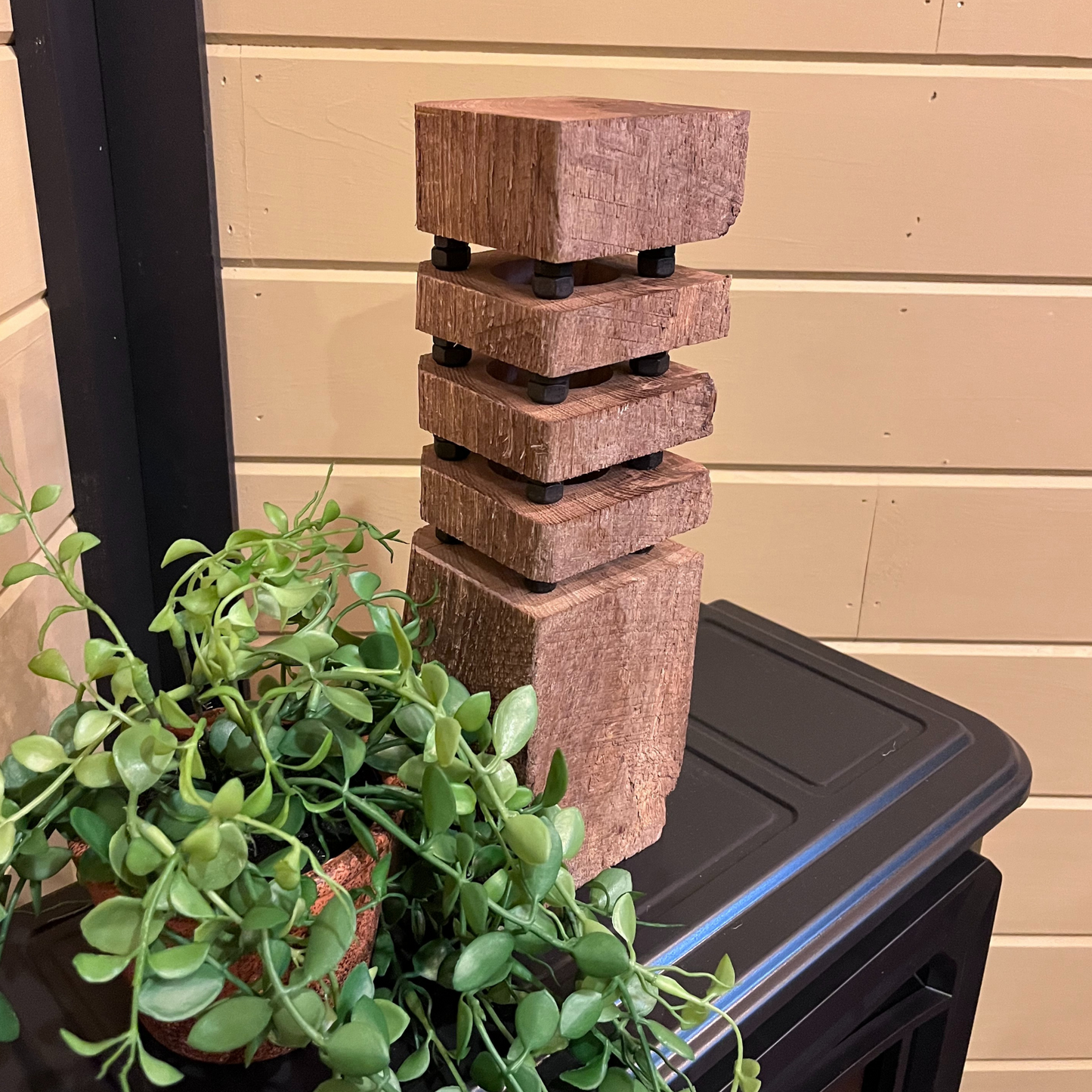 Reclaimed Oak Barnwood Lamp – Rustic Industrial Decor-Handcrafted Table Lamp