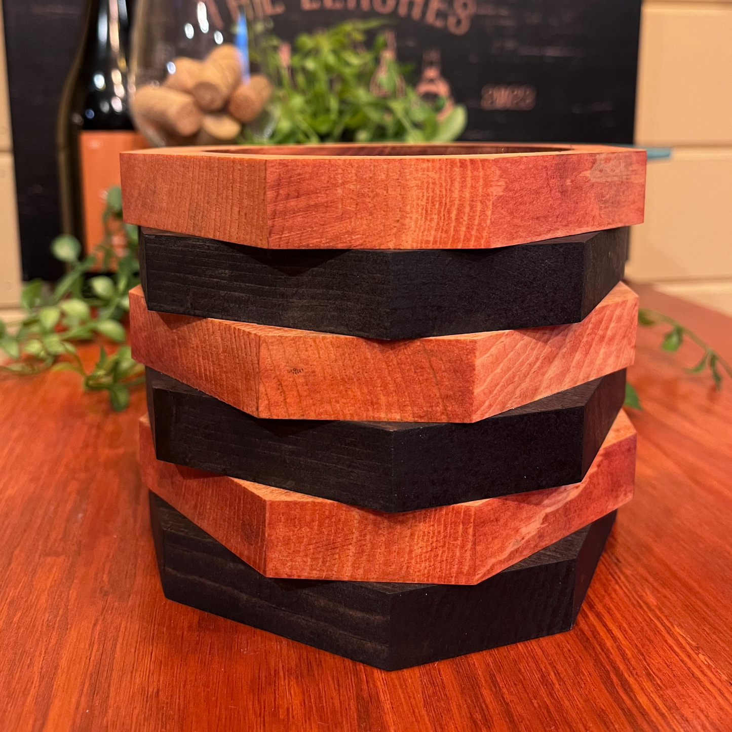 Handcrafted Wooden Candle Holder and Wine Bottle Display - Housewarming Gift - Wedding Gift - Rustic Home Decor