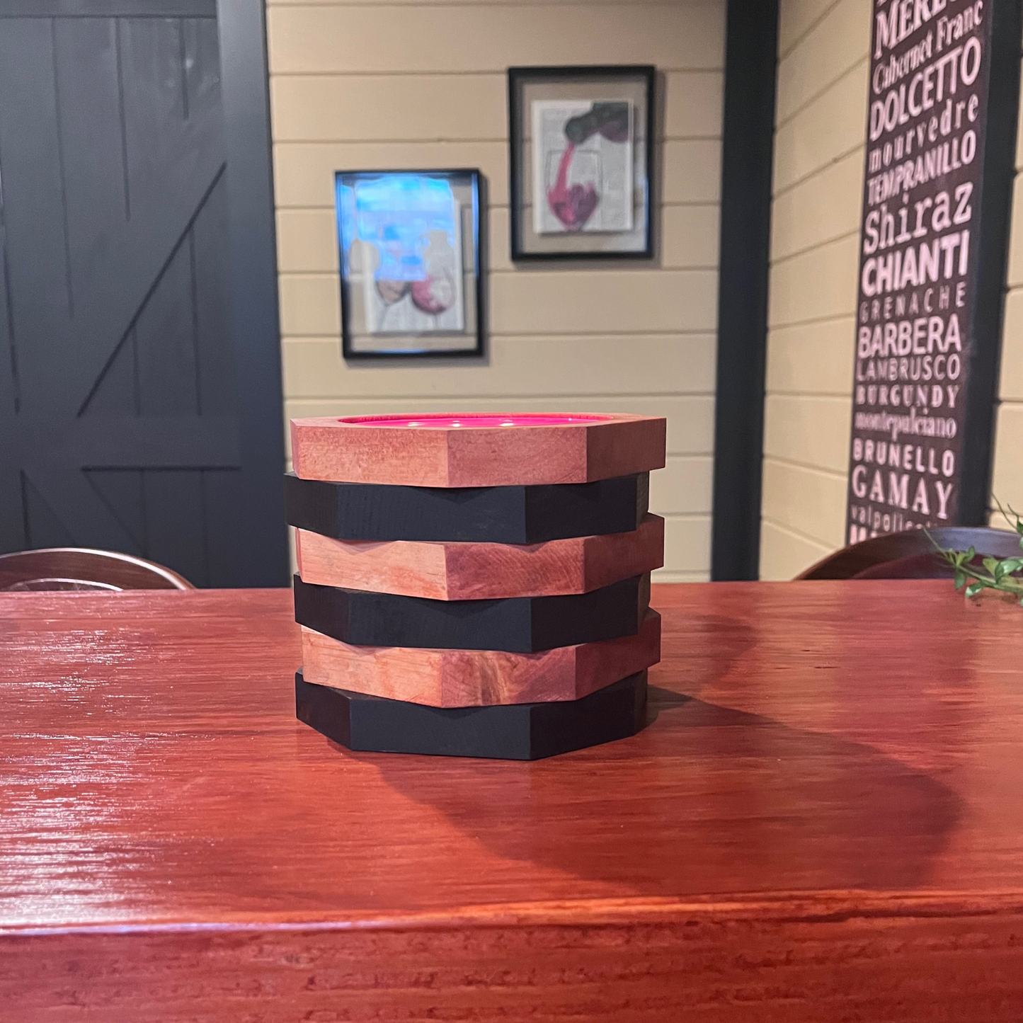 Handcrafted Wooden Candle Holder and Wine Bottle Display - Housewarming Gift - Wedding Gift - Rustic Home Decor