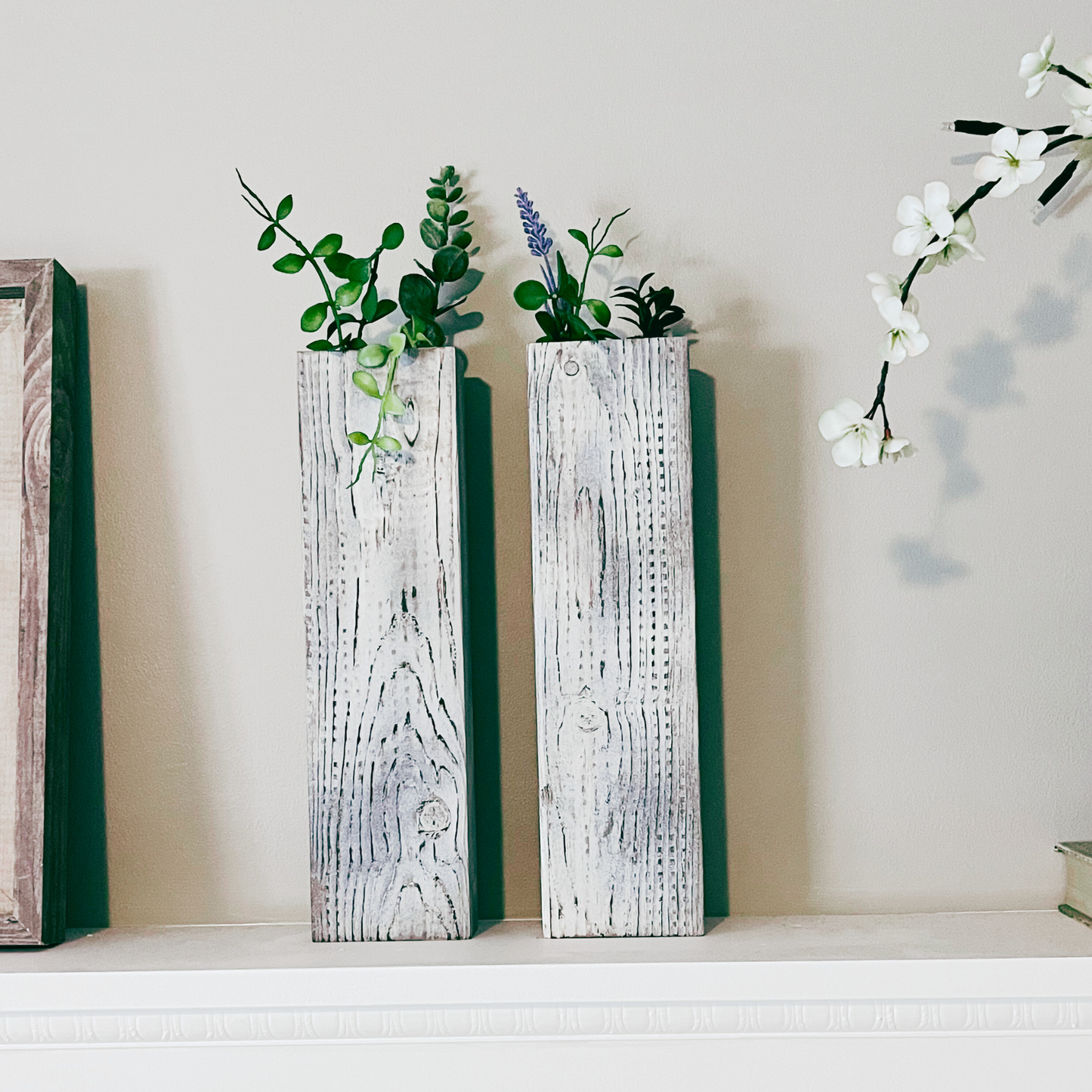 Farmhouse Wall Sconce Set, Wall Planters, Wall Hanging, Farmhouse Wall Decor, Wood Wall Pockets, Rustic Wall Decor