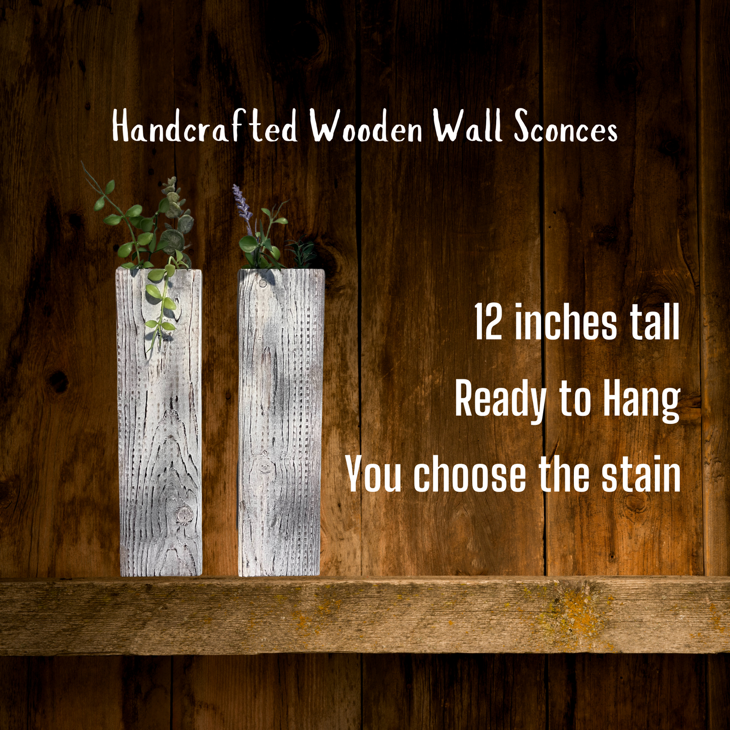 Farmhouse Wall Sconce Set, Wall Planters, Wall Hanging, Farmhouse Wall Decor, Wood Wall Pockets, Rustic Wall Decor