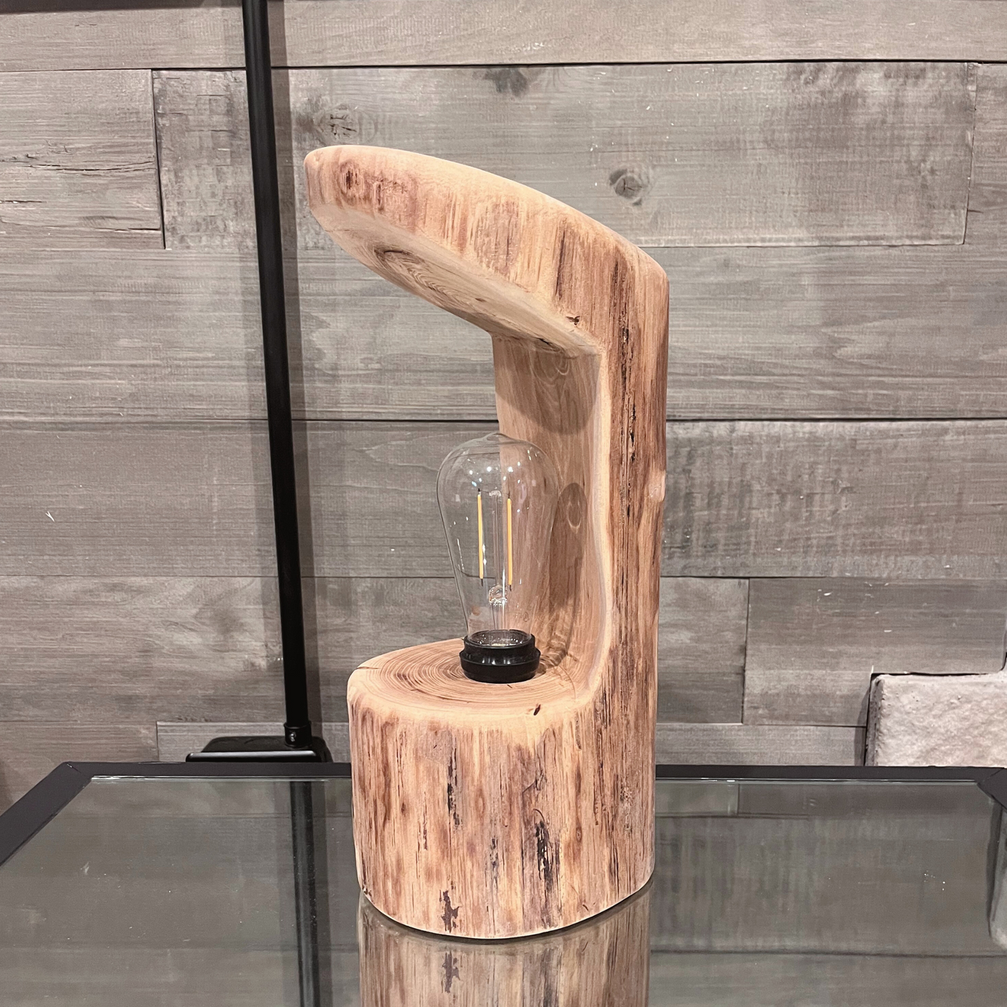 Rustic Handcrafted Wooden Log Lamp – One of a Kind - Rustic Lighting - Farmhouse Decor