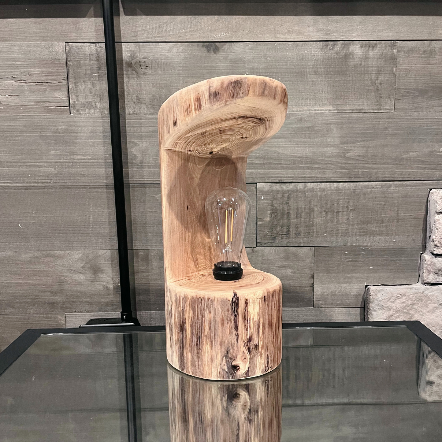 Rustic Handcrafted Wooden Log Lamp – One of a Kind - Rustic Lighting - Farmhouse Decor