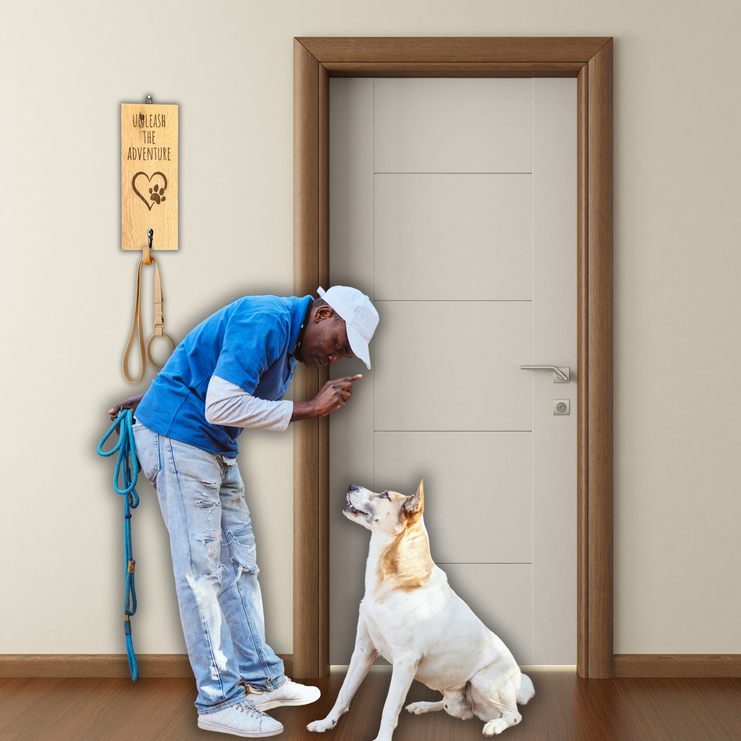 Wooden Dog Leash Holder – “Unleash the Adventure”