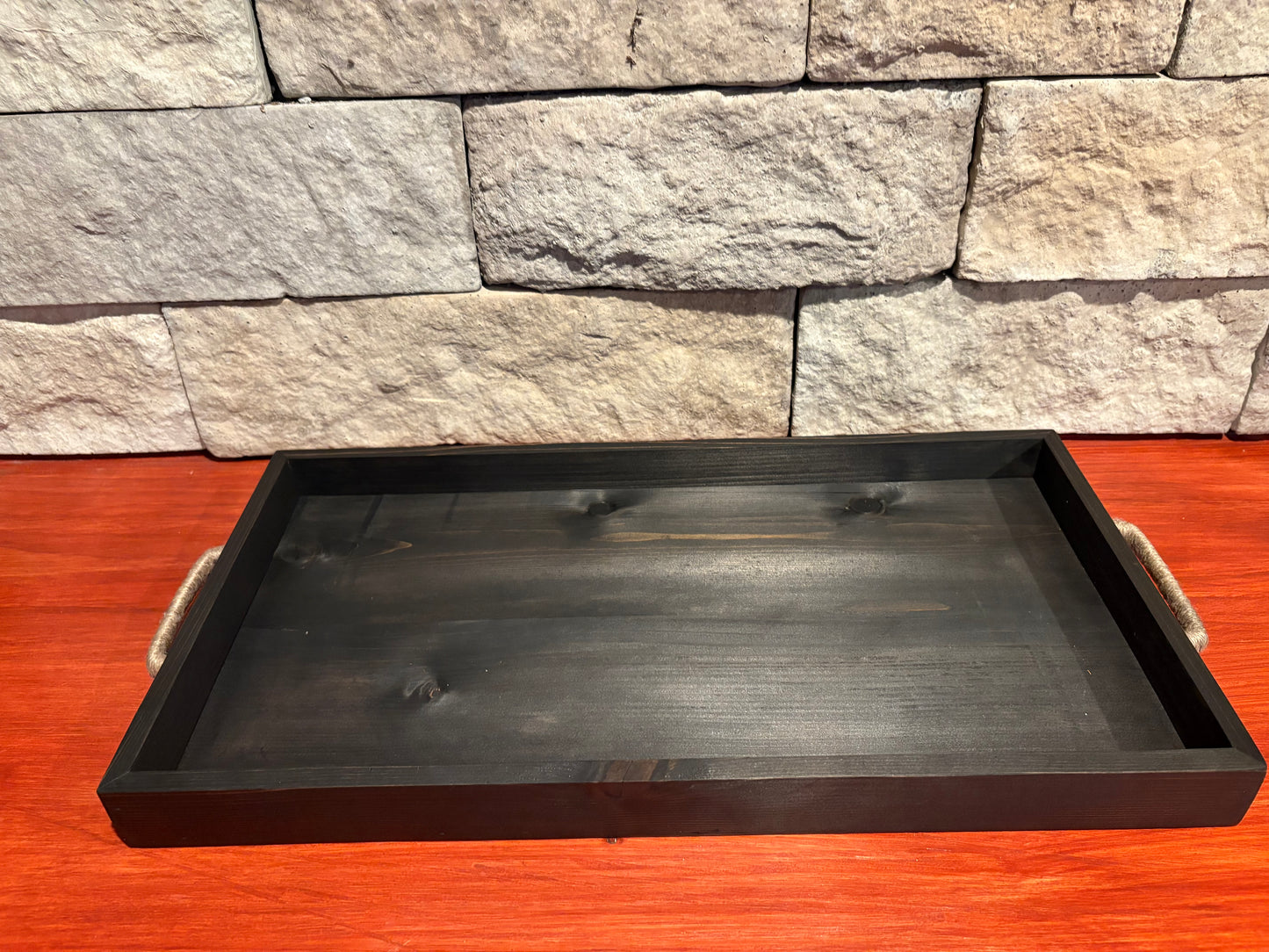 Handcrafted Wooden Handle Tray – Custom Stain Options | 11x21x1.75 inches