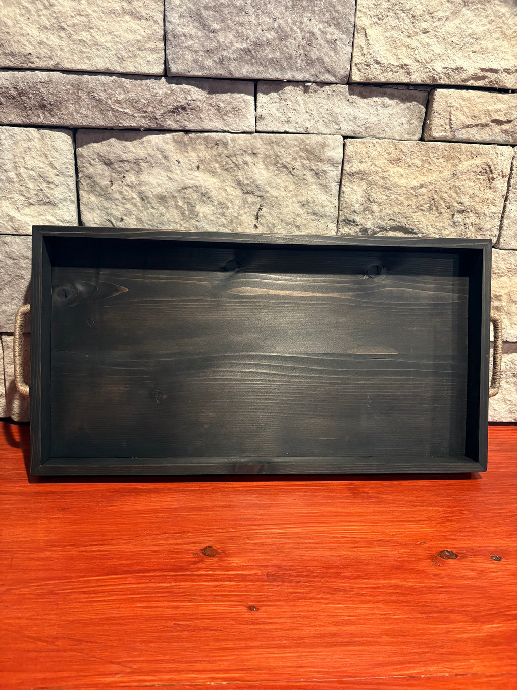 Handcrafted Wooden Handle Tray – Custom Stain Options | 11x21x1.75 inches