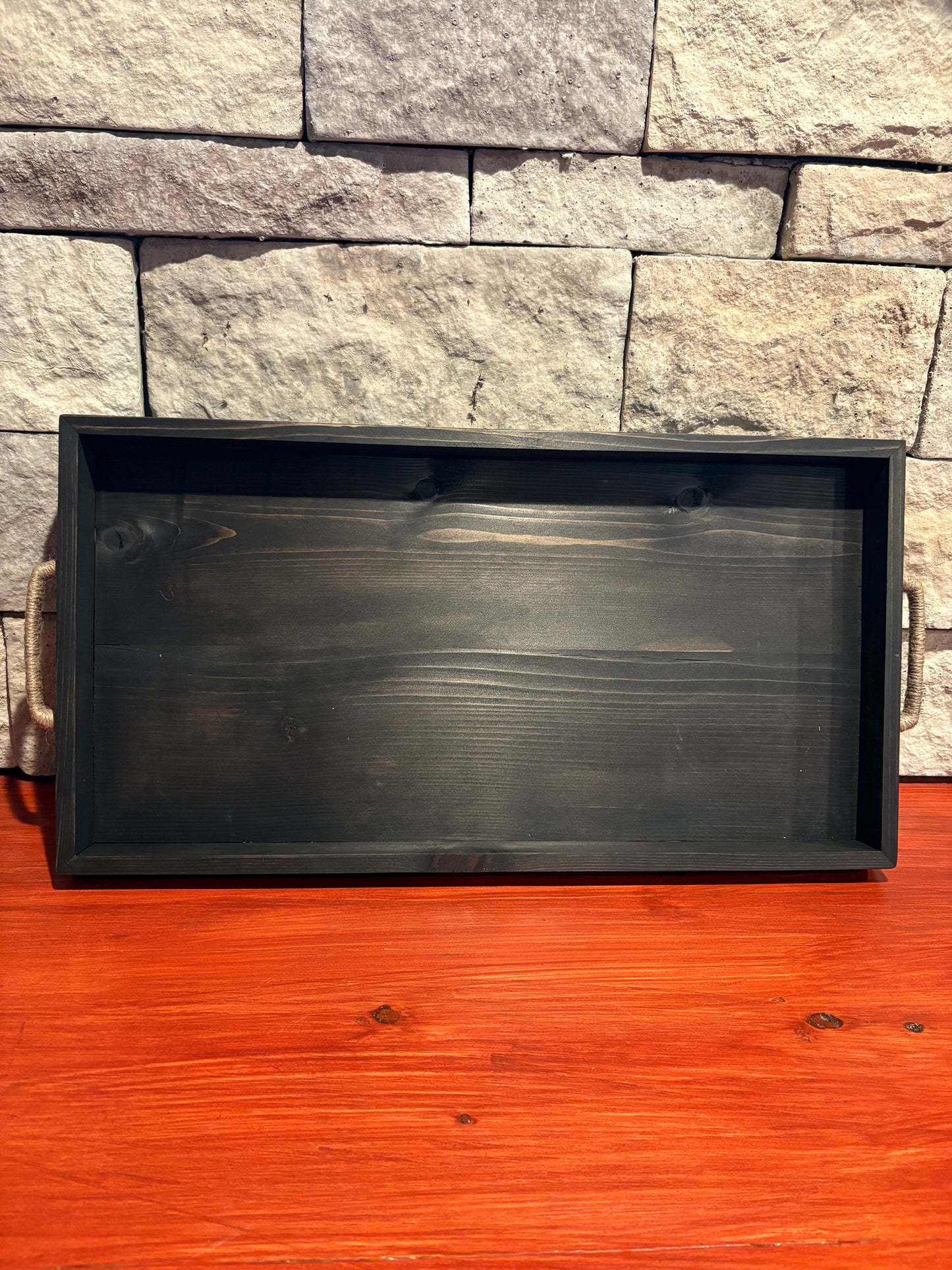 Handcrafted Wooden Handle Tray – Custom Stain Options | 11x21x1.75 inches