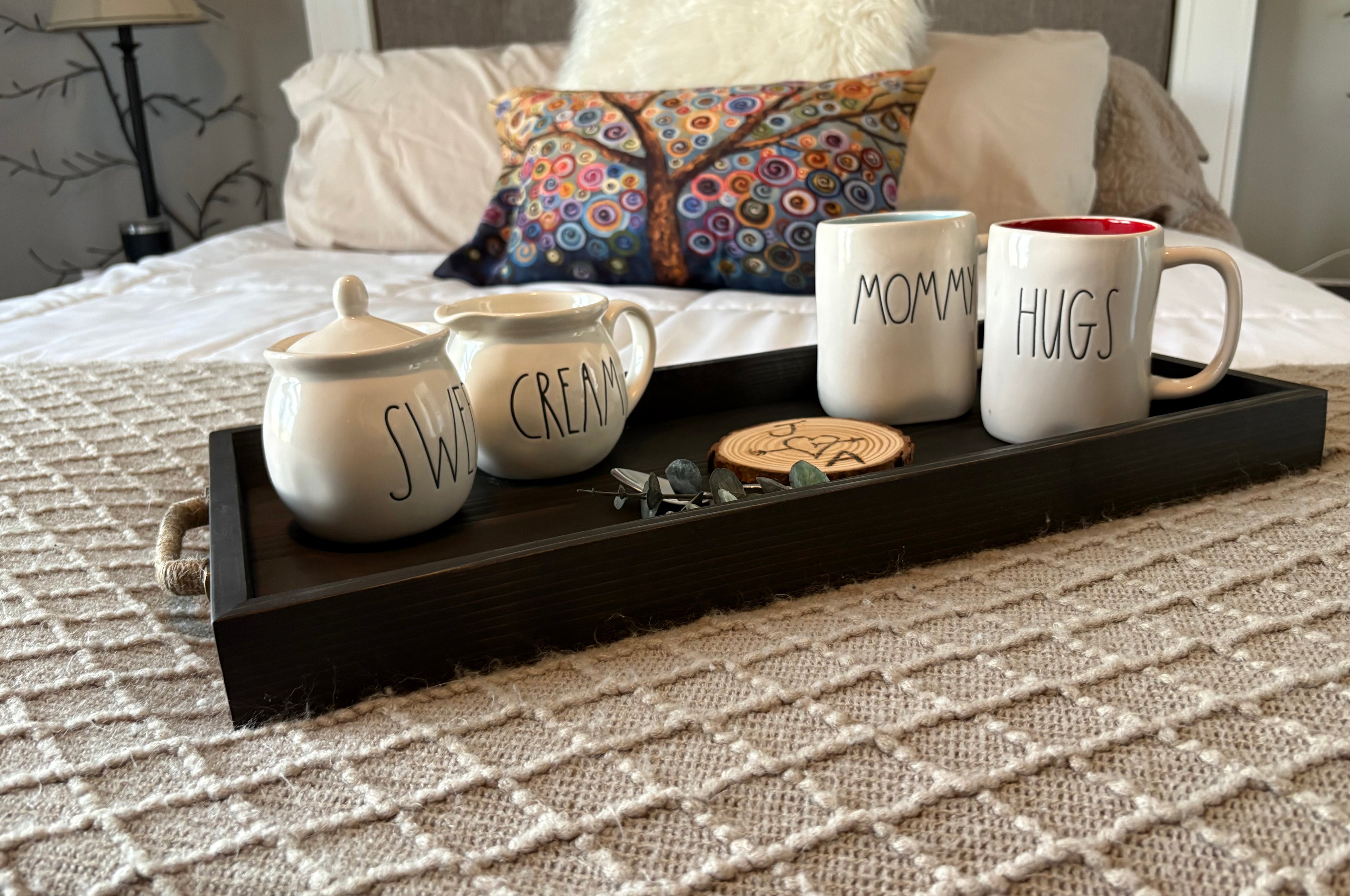 Handcrafted Wooden Handle Tray – Custom Stain Options | 11x21x1.75 inches