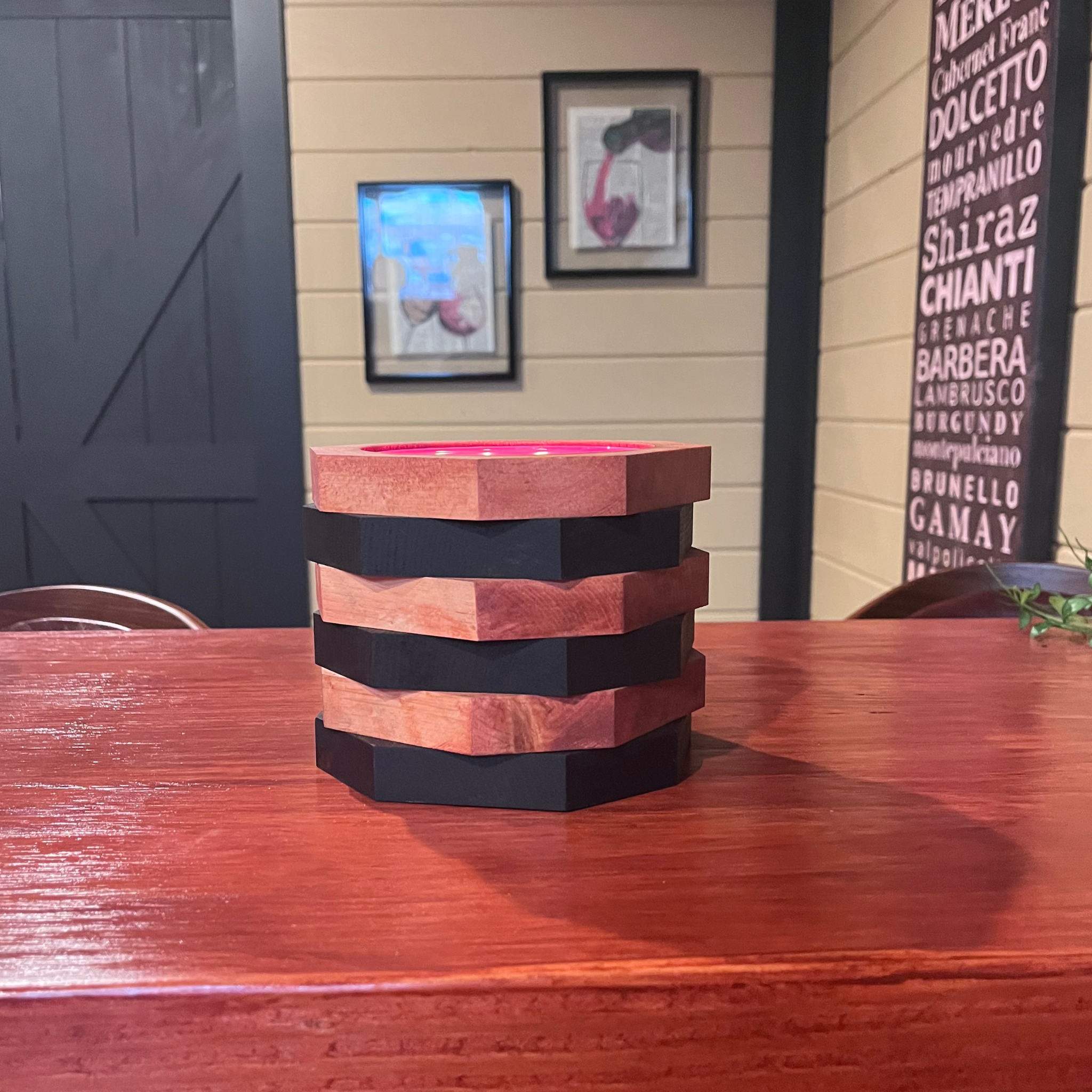 Handcrafted Wooden Candle Holder and Wine Bottle Display - Housewarming Gift - Wedding Gift - Rustic Home Decor