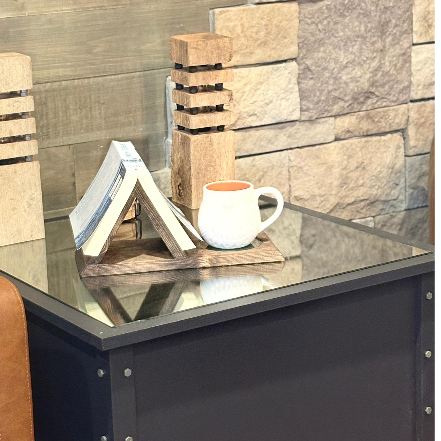 Book & Beverage Holder – Resin Accent – Multiple Colors