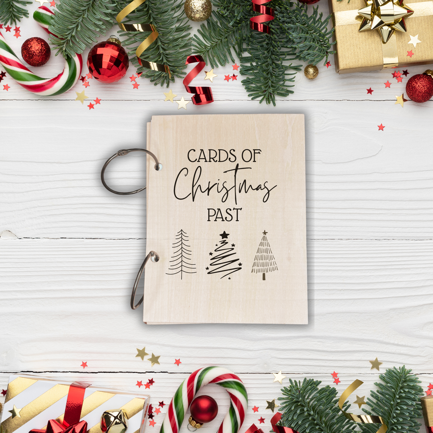 Cards of Christmas Past – Custom Wooden Christmas Card Keepsake Book | Personalized Holiday Card Holder | Unique Gift for Family & Friends