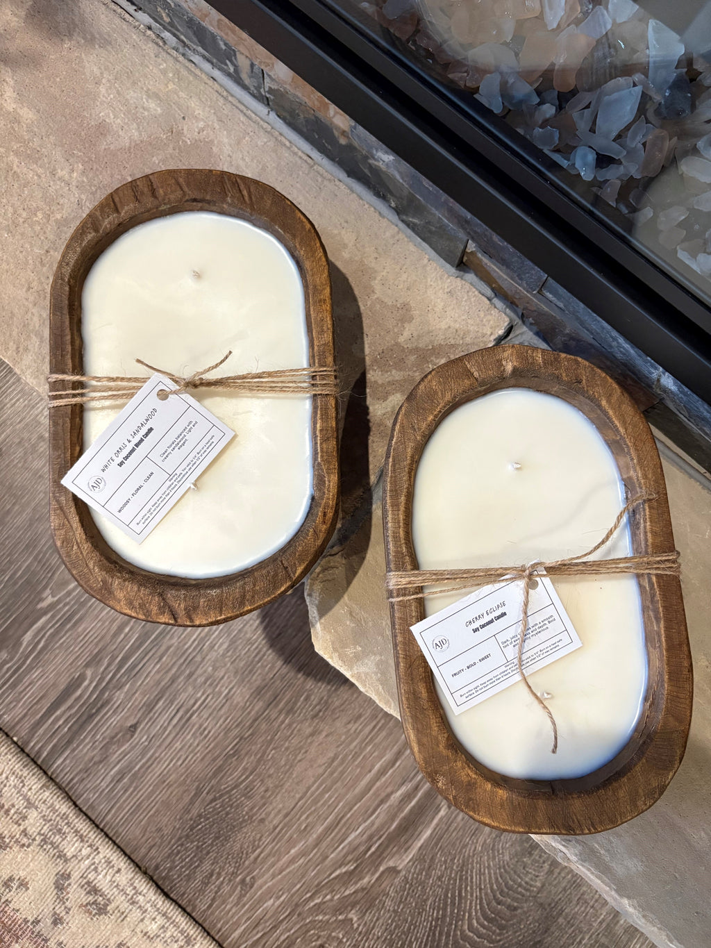 Handcrafted Dough Bowl Candle – Coconut Soy Wax – Rustic Wooden Bowl Candle
