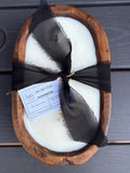Handcrafted Dough Bowl Candle – Coconut Soy Wax – Rustic Wooden Bowl Candle