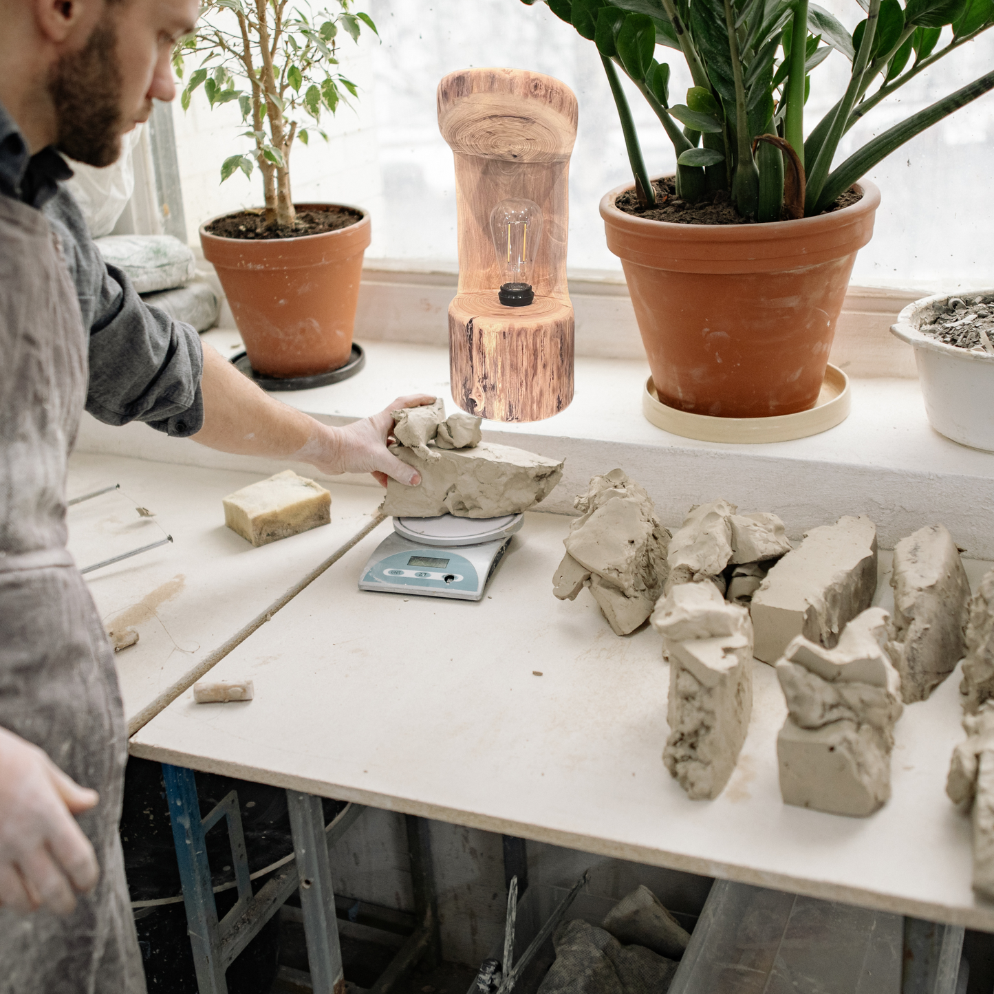 Rustic Handcrafted Wooden Log Lamp – One of a Kind - Rustic Lighting - Farmhouse Decor