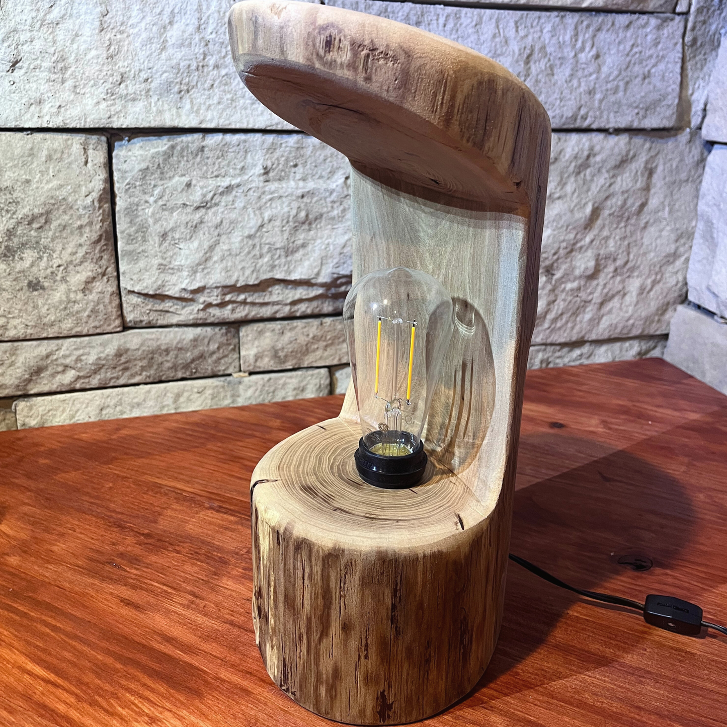 Rustic Handcrafted Wooden Log Lamp – One of a Kind - Rustic Lighting - Farmhouse Decor