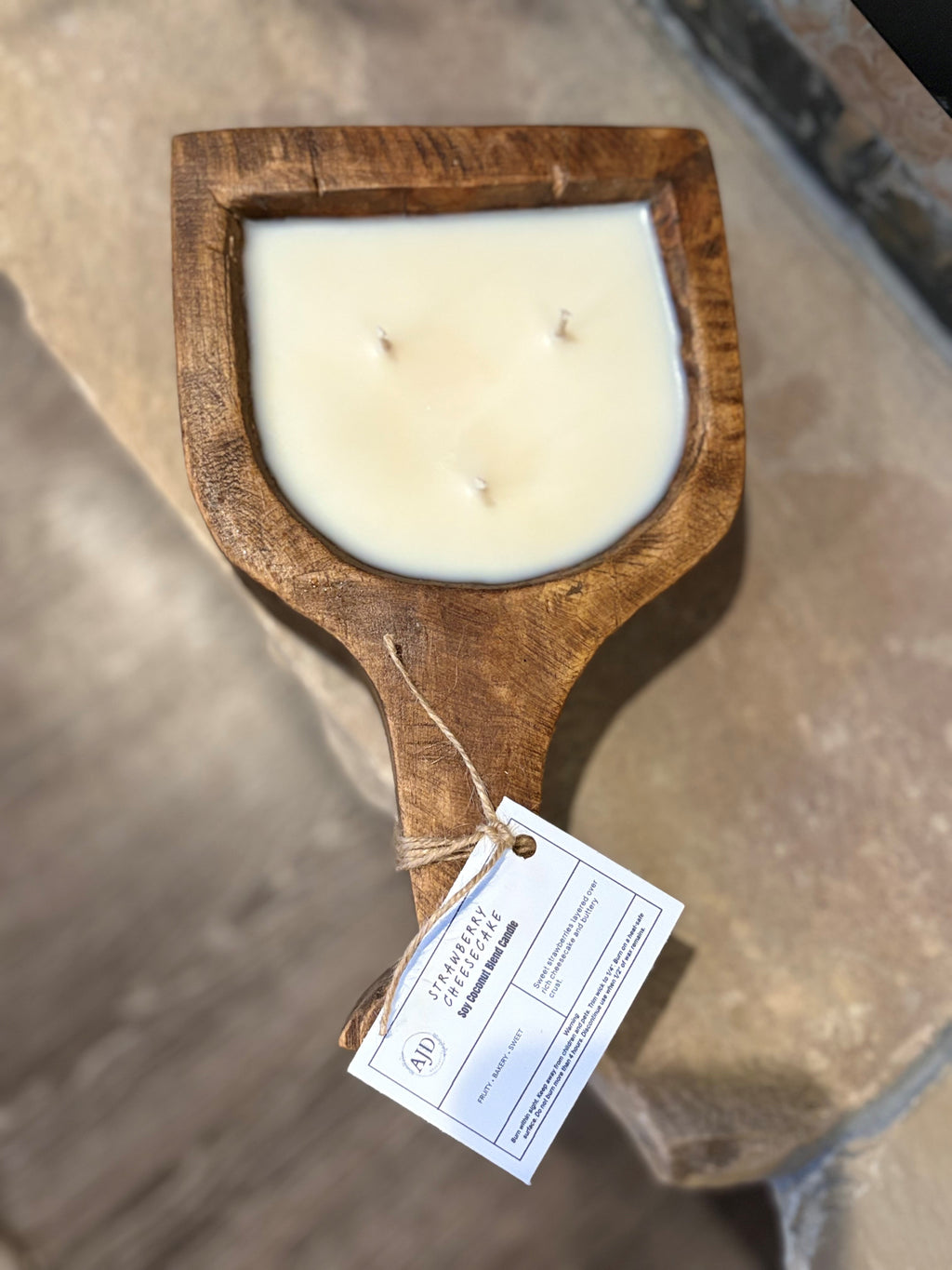 Rustic Wooden Wine Goblet Candle | Coconut Soy Wax | Hand-Poured Dough Bowl Candle